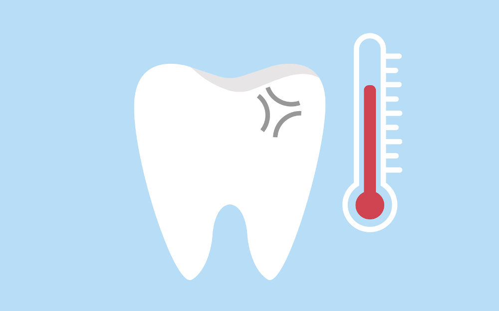 Illustration of an oral hygiene routine to prevent tooth sensitivity to cold